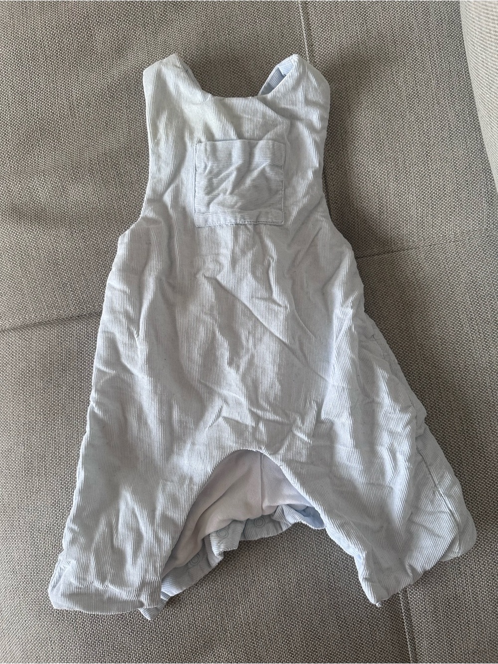 Jacadi pale blue corduroy baby jumpsuit with button